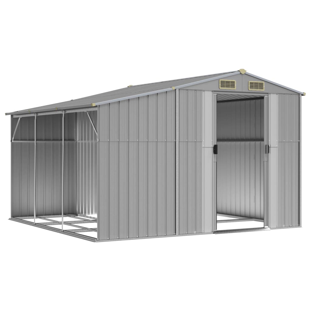 Vidaxl Garden Shed 277x279x179 cm verzinkter Stahl grau