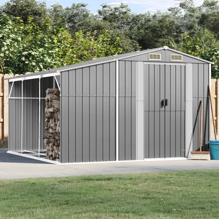 Vidaxl Garden Shed 277x279x179 cm verzinkter Stahl grau