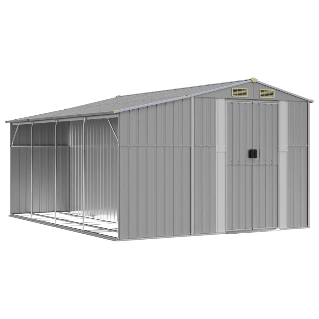 Vidaxl Garden Shed 277x365.5x179 cm verzinkter Stahl grau