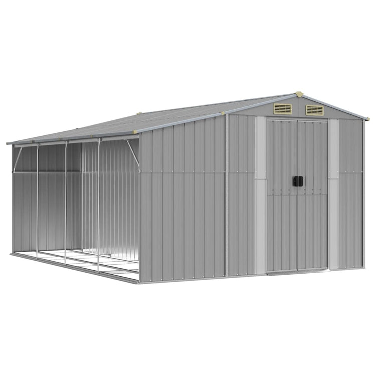 Vidaxl Garden Shed 277x365.5x179 cm verzinkter Stahl grau