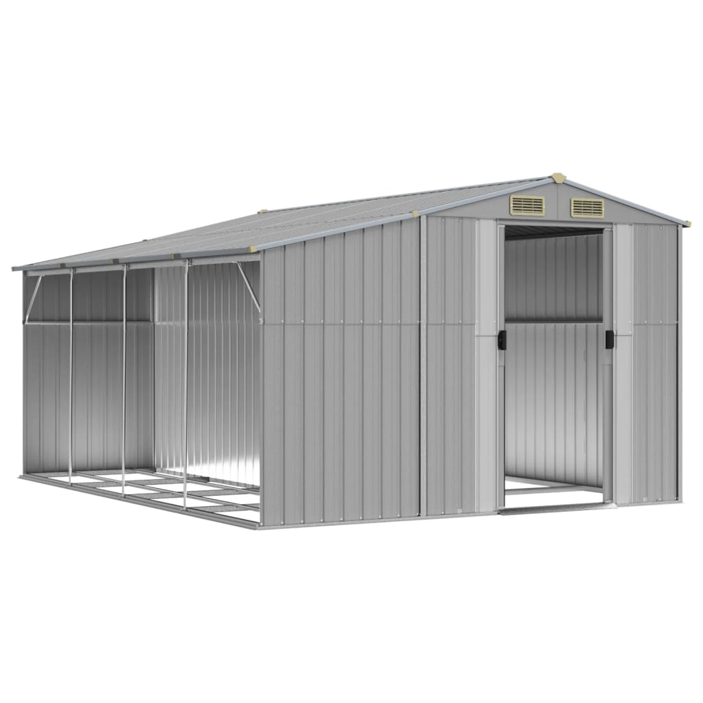 Vidaxl Garden Shed 277x365.5x179 cm verzinkter Stahl grau