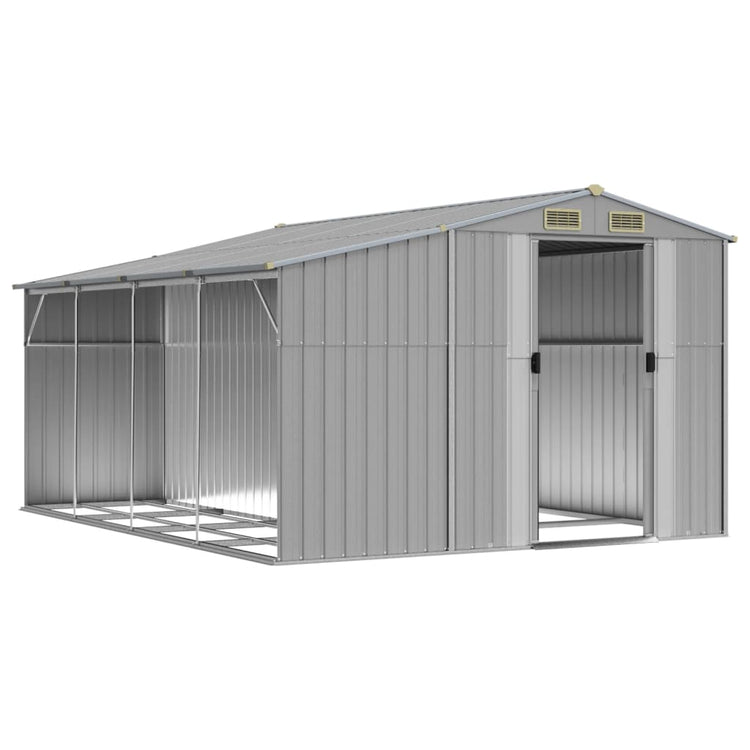 Vidaxl Garden Shed 277x365.5x179 cm verzinkter Stahl grau