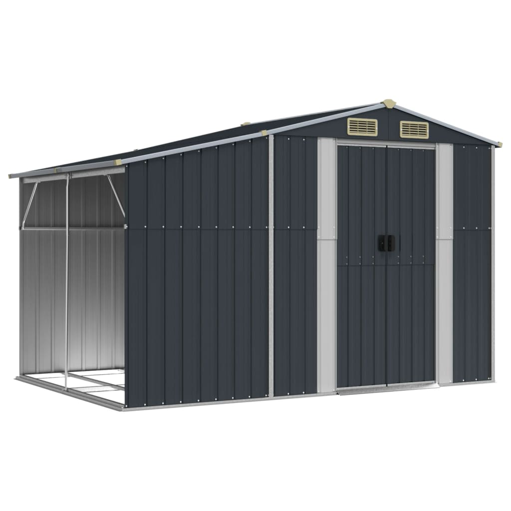 Vidaxl Garden Shed 277x192.5x179 cm verzinkte Stahl -Anthrazitfarbe