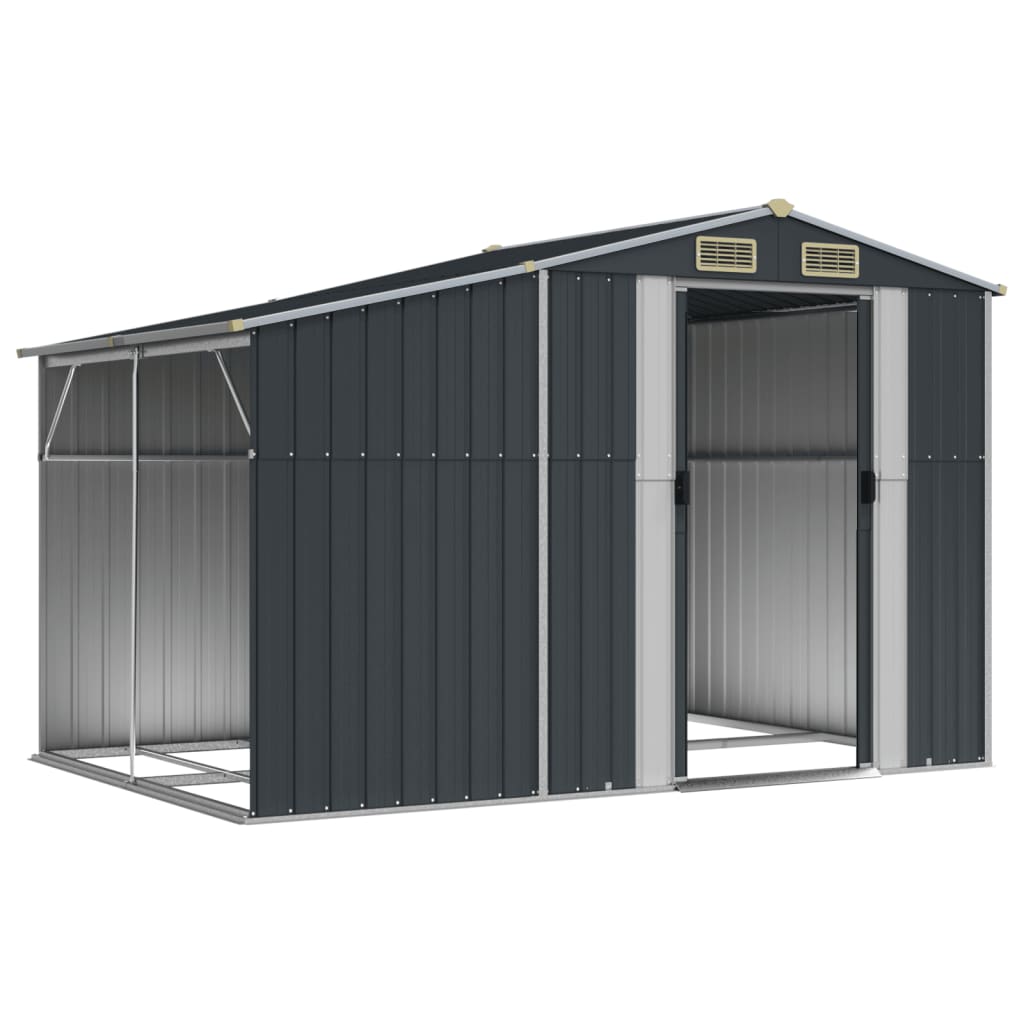 Vidaxl Garden Shed 277x192.5x179 cm verzinkte Stahl -Anthrazitfarbe
