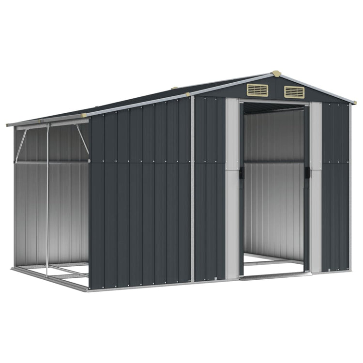 Vidaxl Garden Shed 277x192.5x179 cm verzinkte Stahl -Anthrazitfarbe