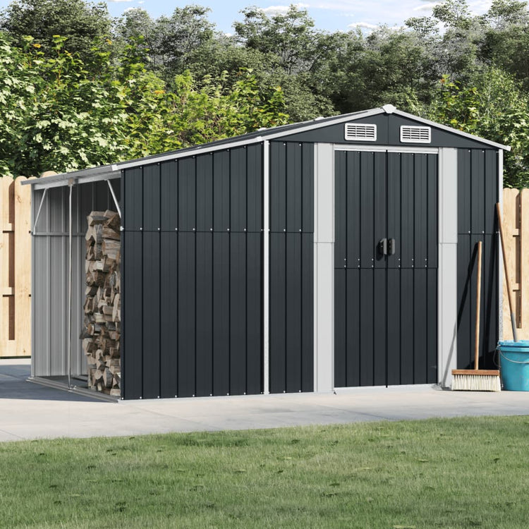 Vidaxl Garden Shed 277x192.5x179 cm verzinkte Stahl -Anthrazitfarbe