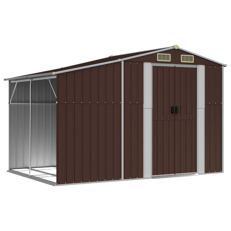 Vidaxl Garden Shed 277x192.5x179 cm verzinkter Stahlbraun