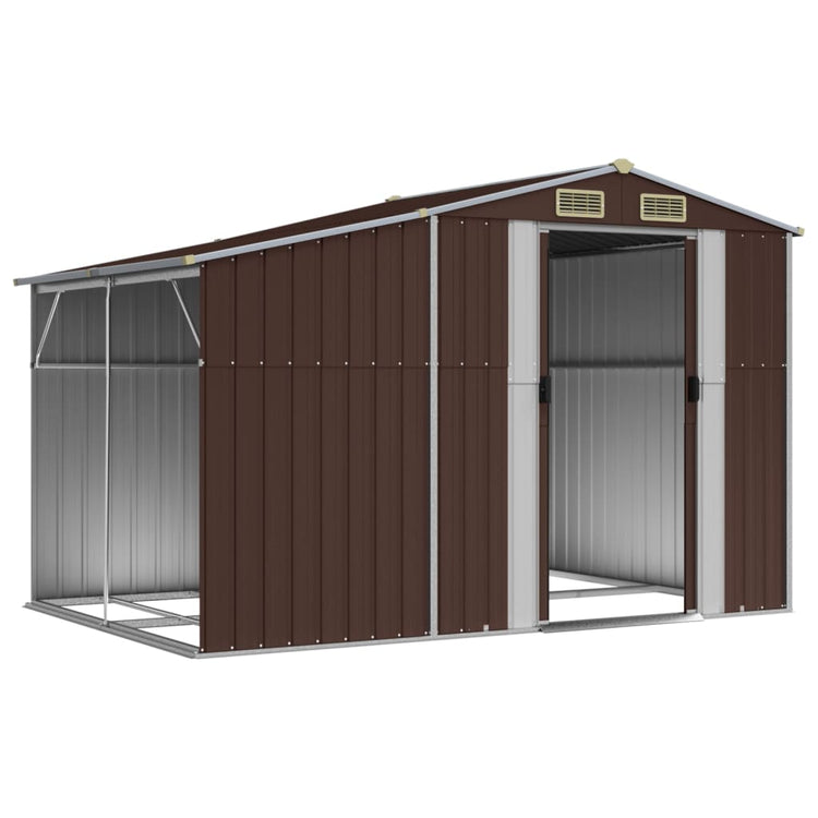 Vidaxl Garden Shed 277x192.5x179 cm verzinkter Stahlbraun