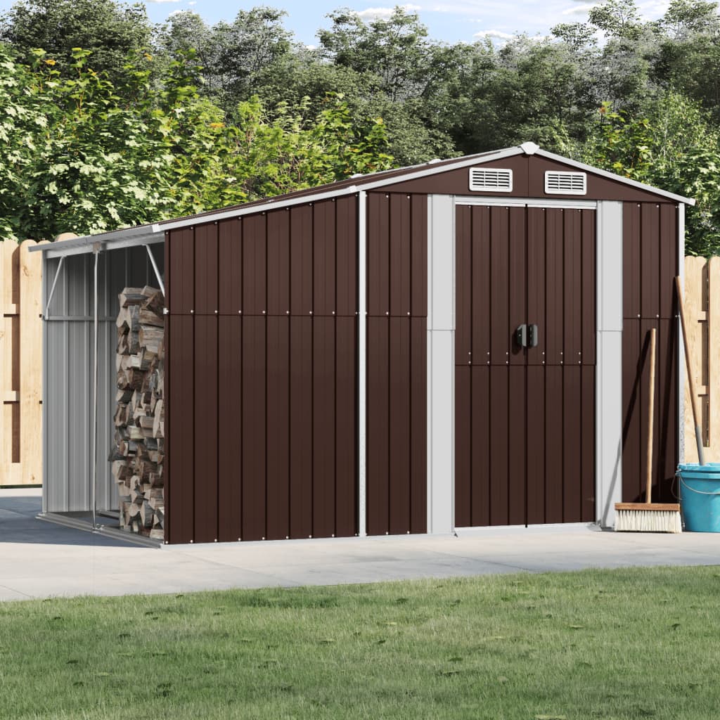 Vidaxl Garden Shed 277x192.5x179 cm verzinkter Stahlbraun