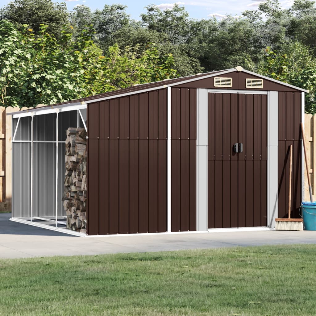 Vidaxl Garden Shed 277x279x179 cm verzinkter Stahlbraun