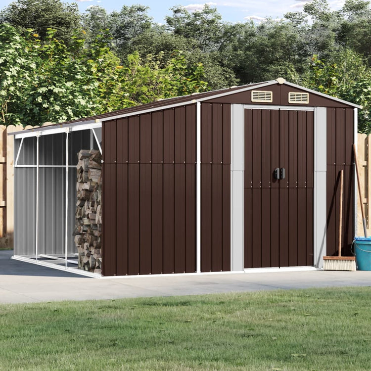 Vidaxl Garden Shed 277x279x179 cm verzinkter Stahlbraun