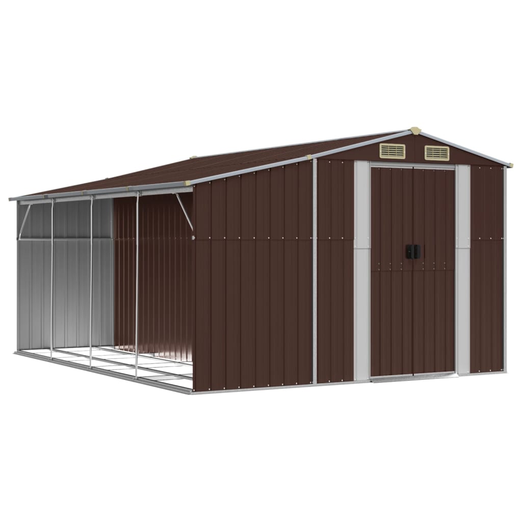 Vidaxl Garden Shed 277x365.5x179 cm verzinkter Stahlbraun