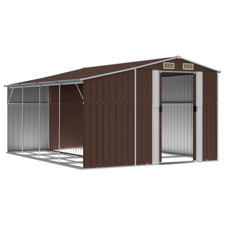 Vidaxl Garden Shed 277x365.5x179 cm verzinkter Stahlbraun