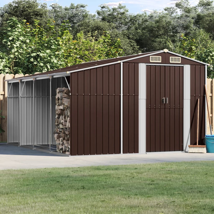 Vidaxl Garden Shed 277x365.5x179 cm verzinkter Stahlbraun