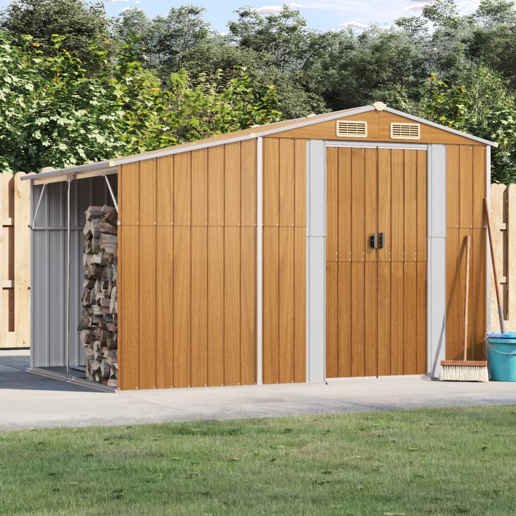 Vidaxl Garden Shed 277x192.5x179 cm verzinktes Stahl hellbraun