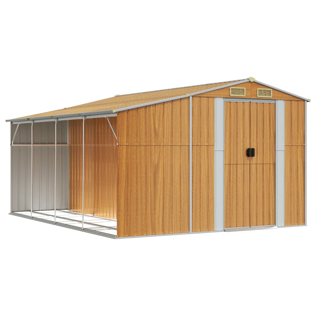 Vidaxl Garden Shed 277x365.5x179 cm verzinktes Stahl hellbraun