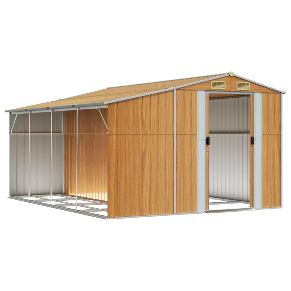 Vidaxl Garden Shed 277x365.5x179 cm verzinktes Stahl hellbraun