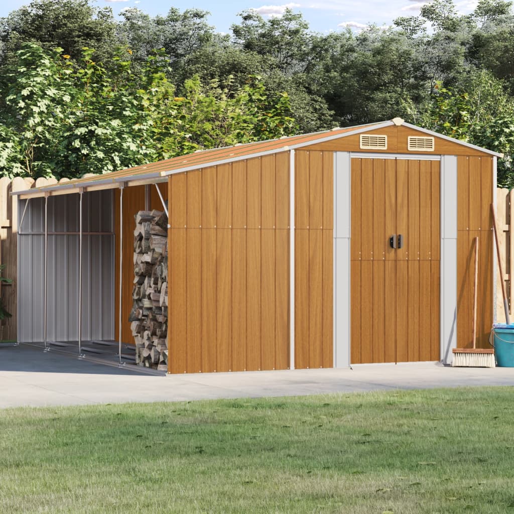 Vidaxl Garden Shed 277x365.5x179 cm verzinktes Stahl hellbraun