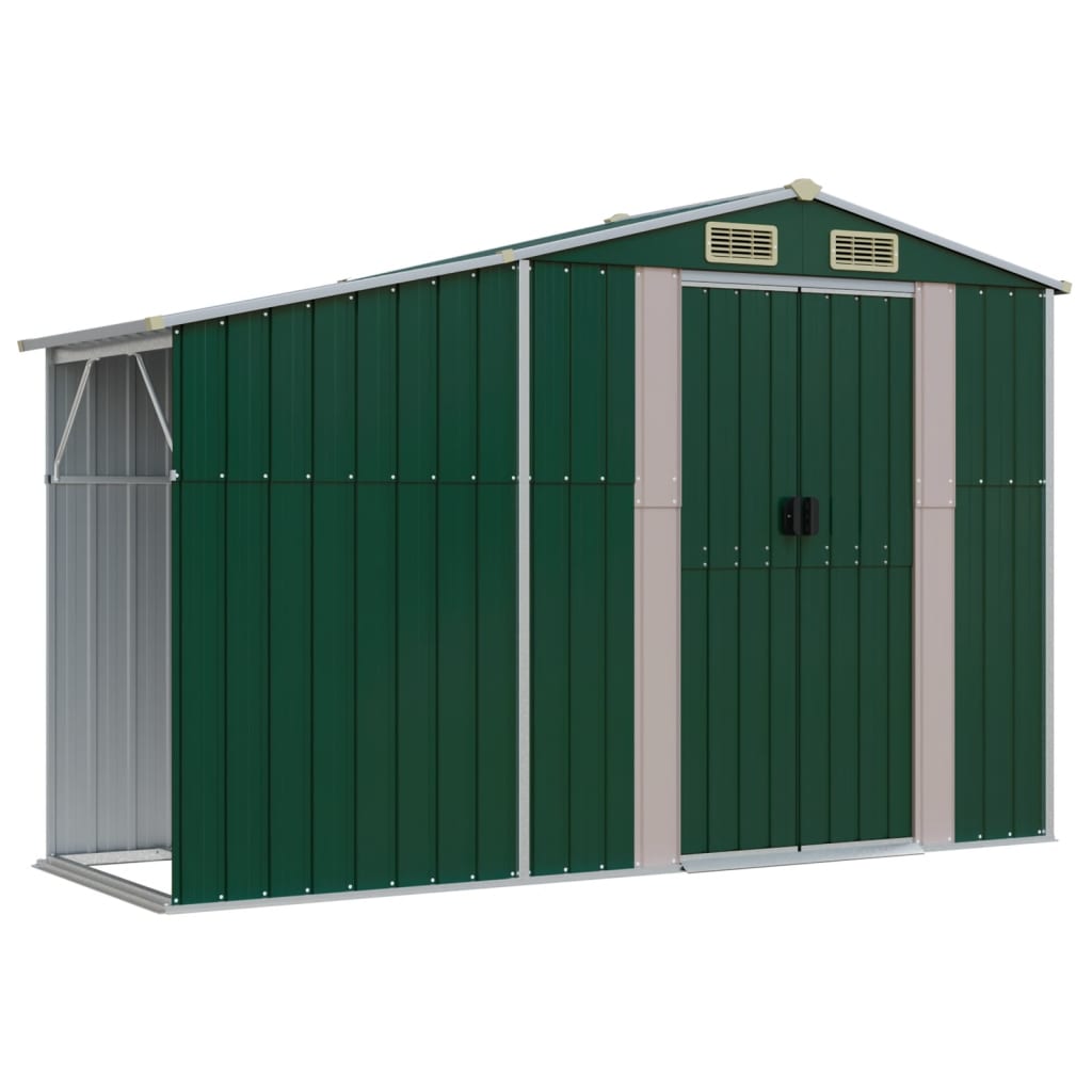 Vidaxl Garden Shed 277x93x179 cm verzinkter Stahlgrün