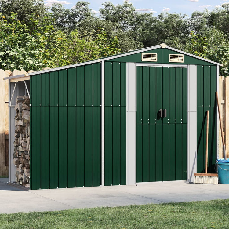 Vidaxl Garden Shed 277x93x179 cm verzinkter Stahlgrün