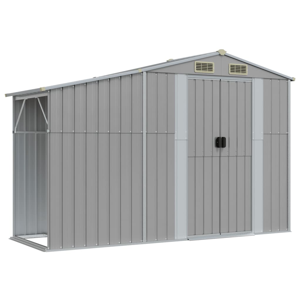 Vidaxl Garden Shed 277x93x179 cm verzinkter Stahl grau