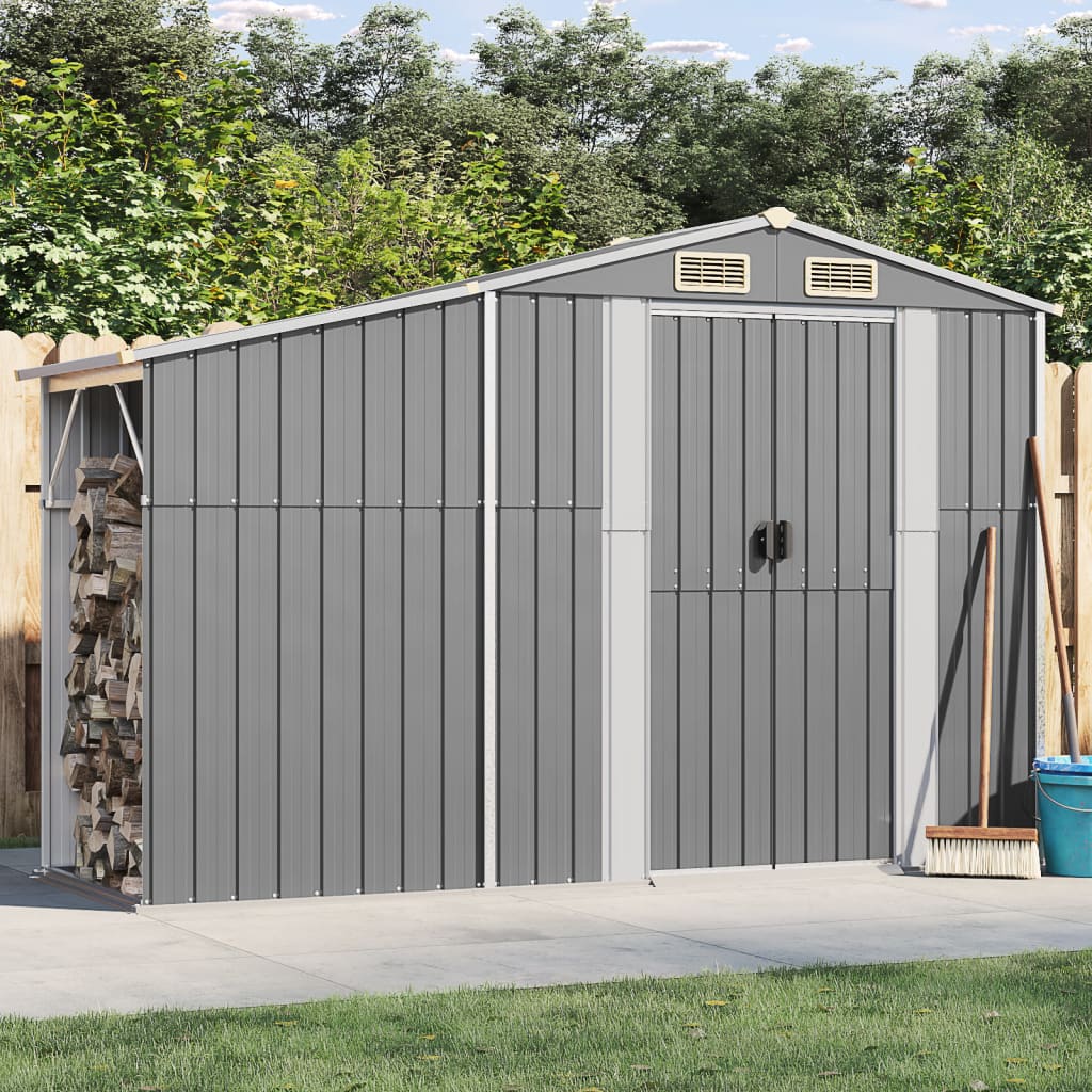 Vidaxl Garden Shed 277x93x179 cm verzinkter Stahl grau