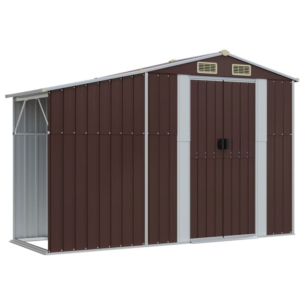 Vidaxl Garden Shed 277x93x179 cm verzinkter Stahl braun
