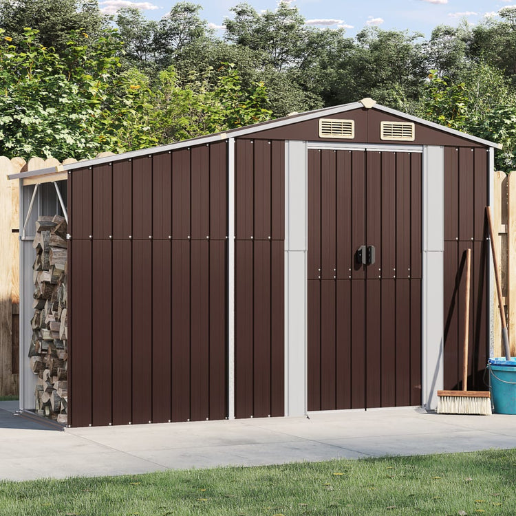 Vidaxl Garden Shed 277x93x179 cm verzinkter Stahl braun