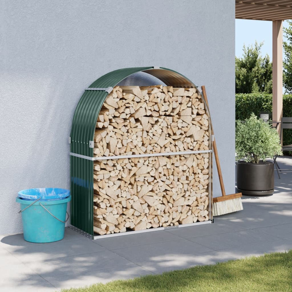 Vidaxl Brennholz Speicher 120x45x140 cm verzinktes Stahlgrün
