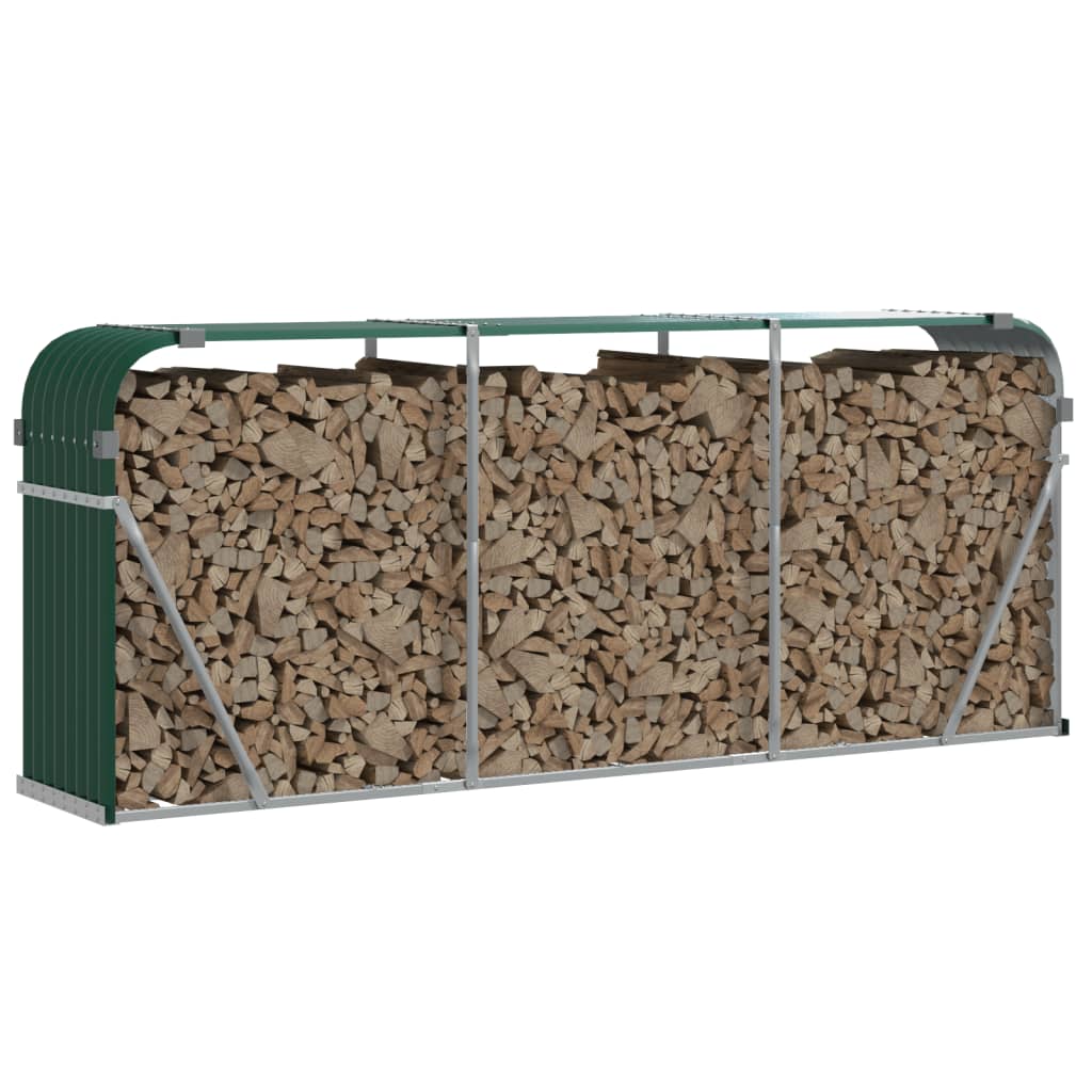 Vidaxl Brennholz Aufbewahrung 234x45x100 cm verzinktes Stahlgrün