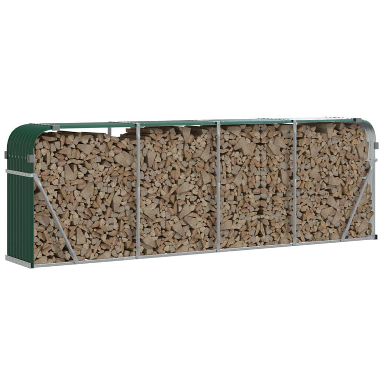 Vidaxl Brennholz Aufbewahrung 300x45x100 cm verzinktes Stahlgrün