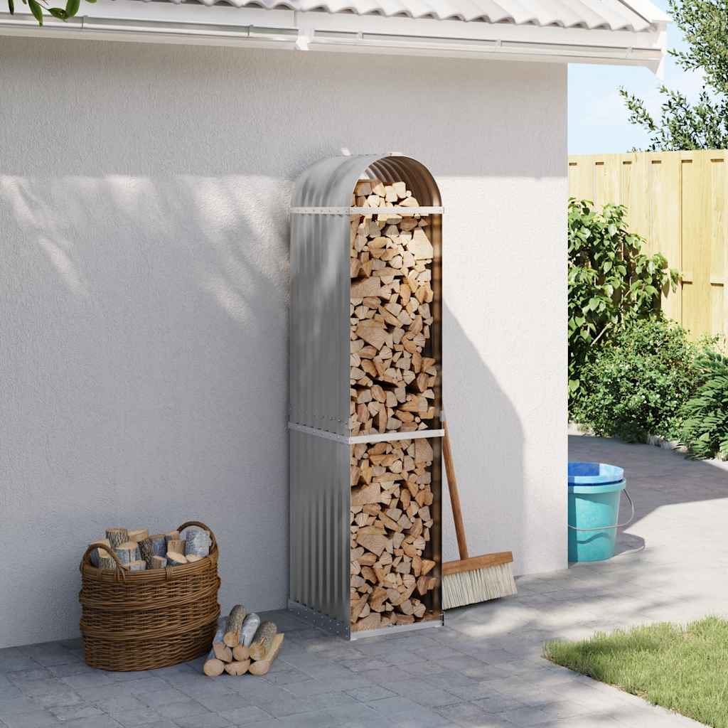 Vidaxl Brennholz Aufbewahrung 40x45x170 cm verzinkter Stahl hellgrau