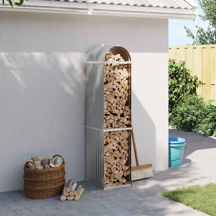 Vidaxl Brennholz Aufbewahrung 40x45x170 cm verzinkter Stahl hellgrau