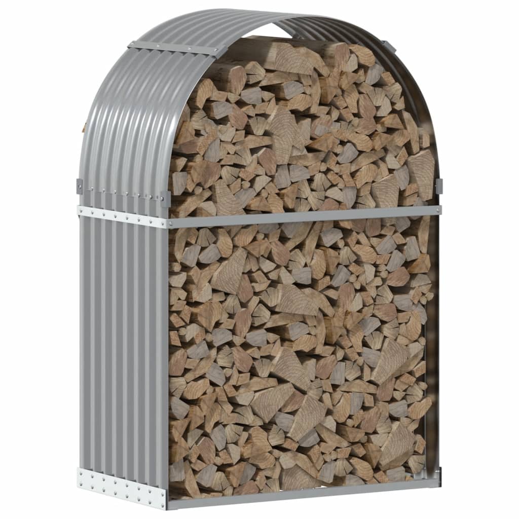 Vidaxl Brennholz Aufbewahrung 80x45x120 cm verzinkter Stahl hellgrau