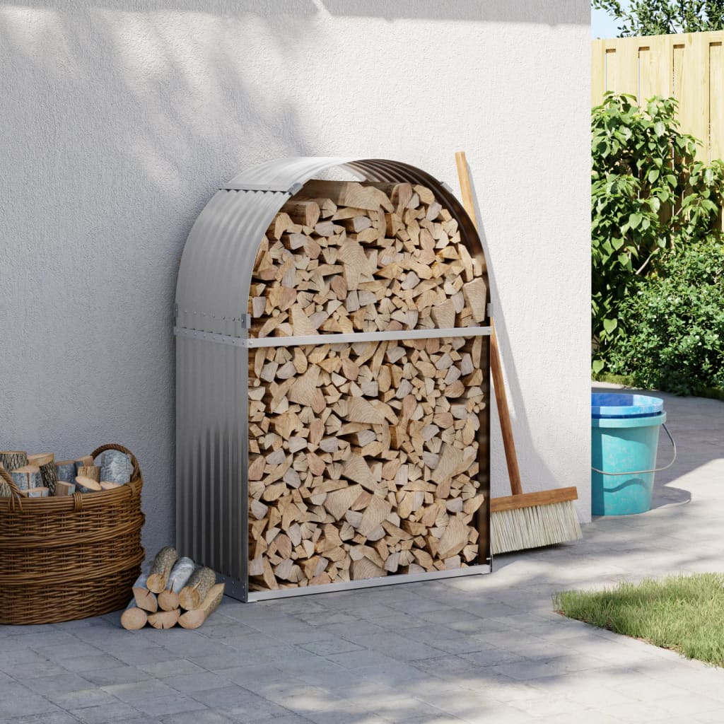 Vidaxl Brennholz Aufbewahrung 80x45x120 cm verzinkter Stahl hellgrau