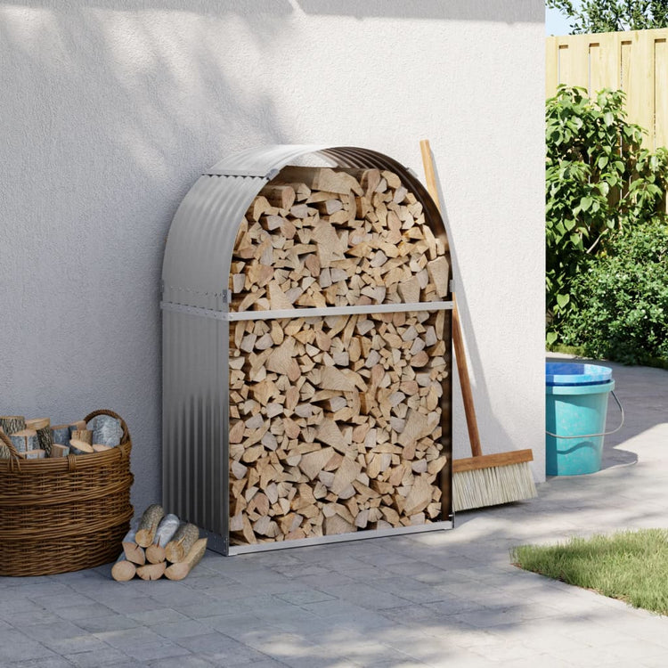 Vidaxl Brennholz Aufbewahrung 80x45x120 cm verzinkter Stahl hellgrau