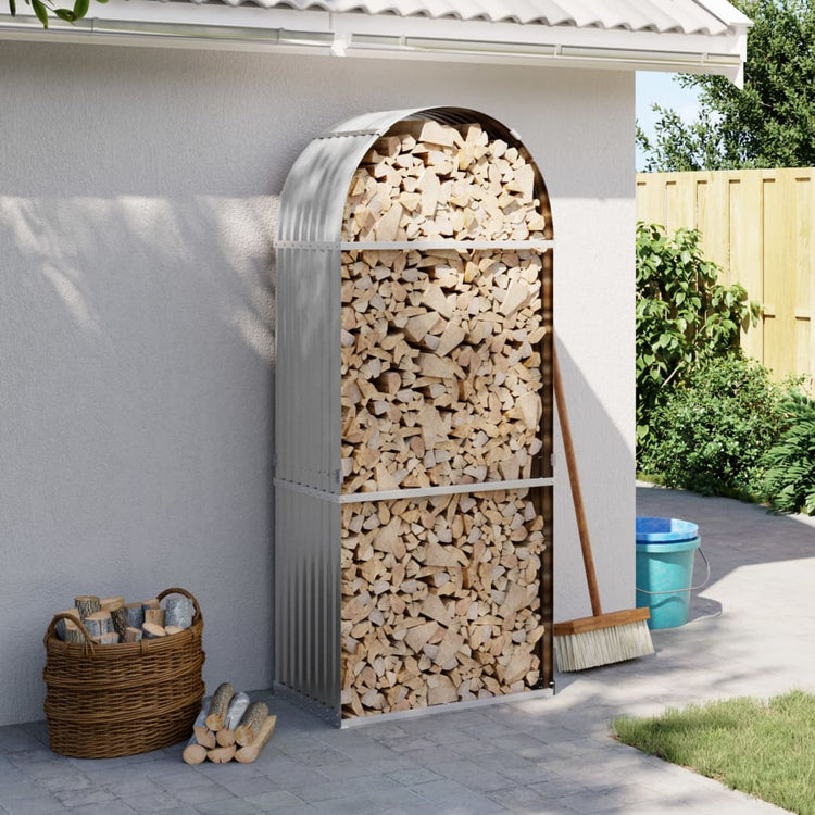 Vidaxl Brennholz Aufbewahrung 80x45x190 cm verzinkter Stahl hellgrau