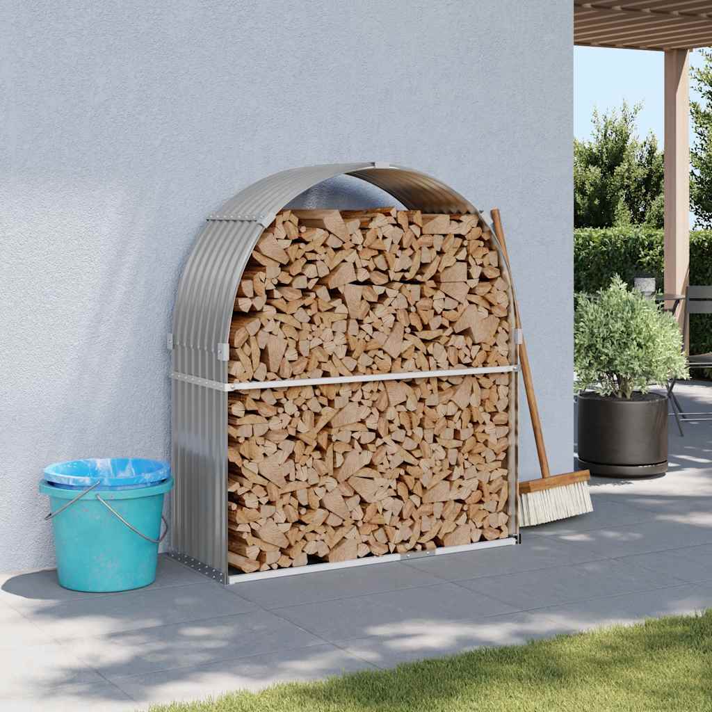 Vidaxl Brennholz Speicher 120x45x140 cm verzinkter Stahl hellgrau