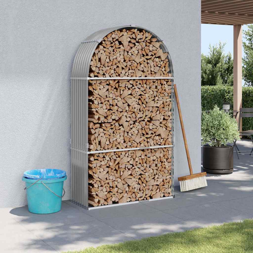 Vidaxl Brennholz Speicher 120x45x210 cm verzinkter Stahl hellgrau