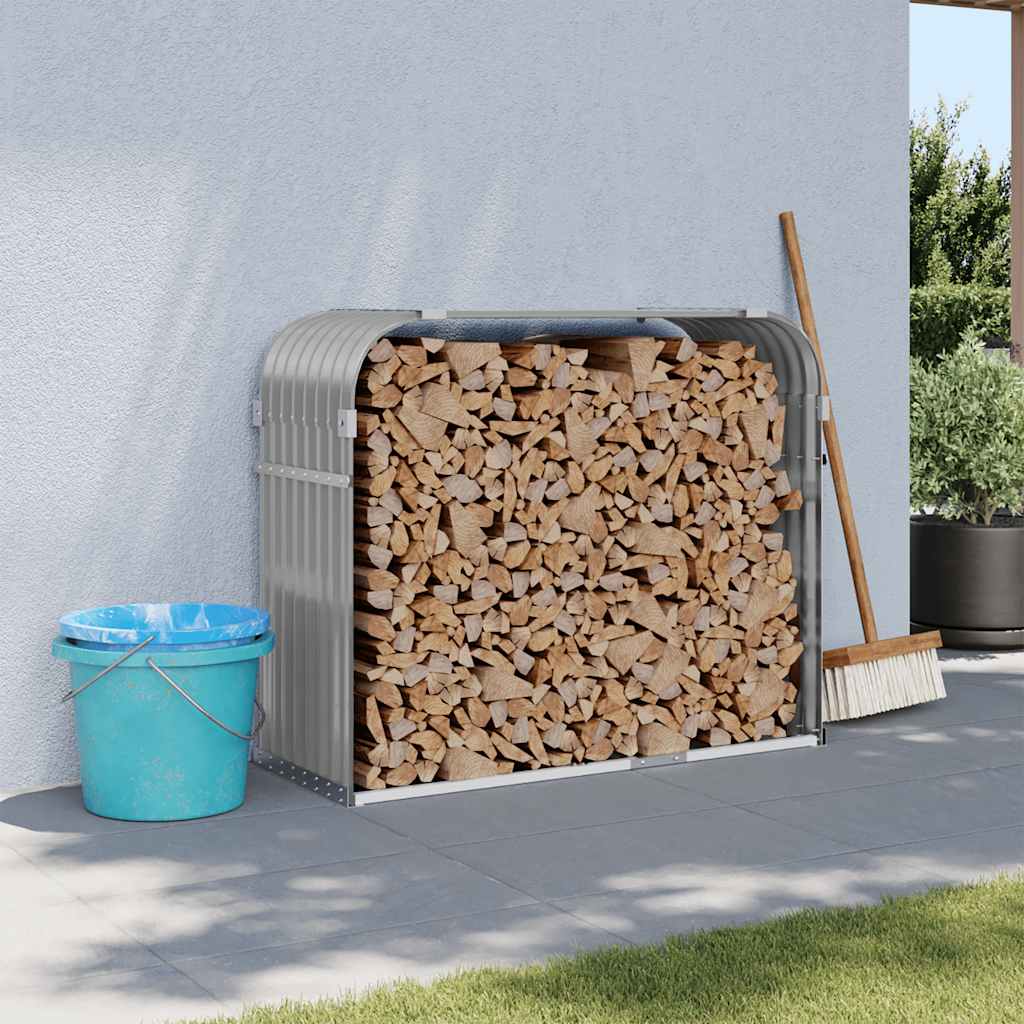 Vidaxl Brennholz Speicher 120x45x100 cm verzinkter Stahl hellgrau