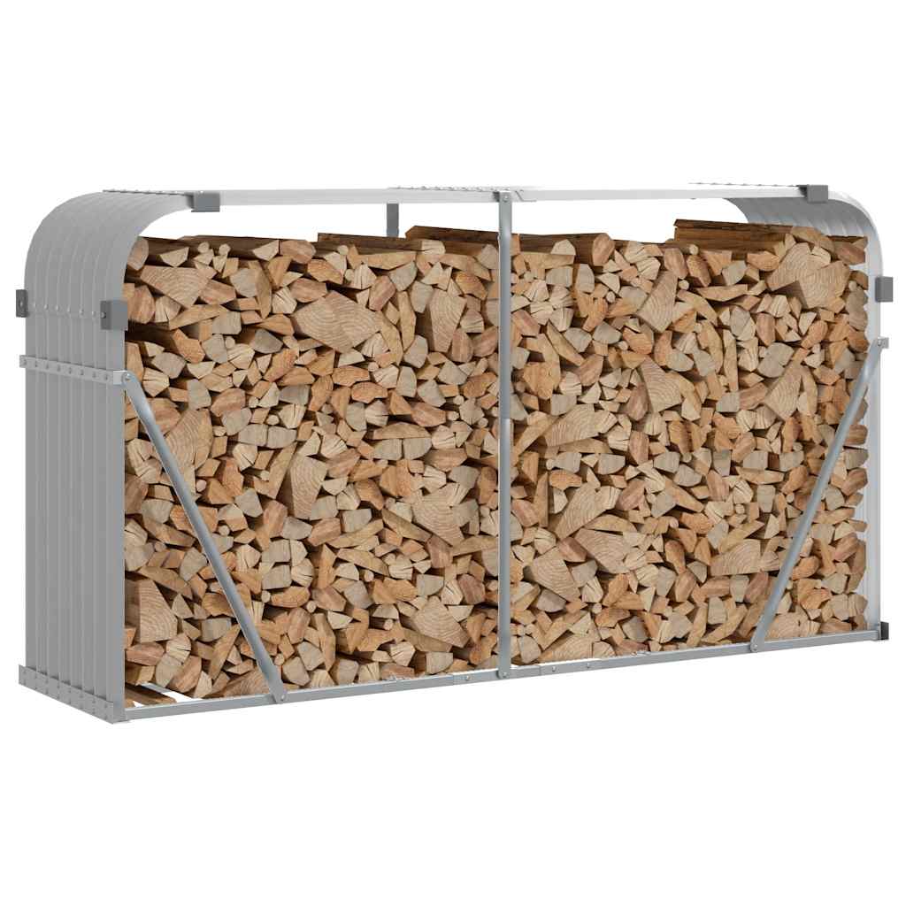 Vidaxl Brennholz Aufbewahrung 180x45x100 cm verzinkter Stahl hellgrau