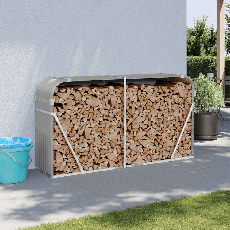 Vidaxl Brennholz Aufbewahrung 180x45x100 cm verzinkter Stahl hellgrau
