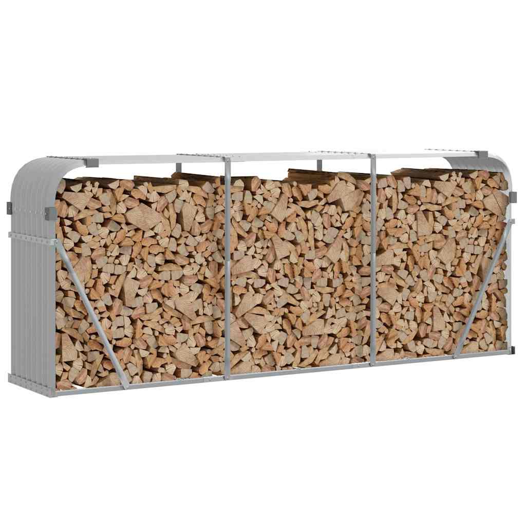 Vidaxl Brennholz Aufbewahrung 234x45x100 cm verzinkter Stahl hellgrau