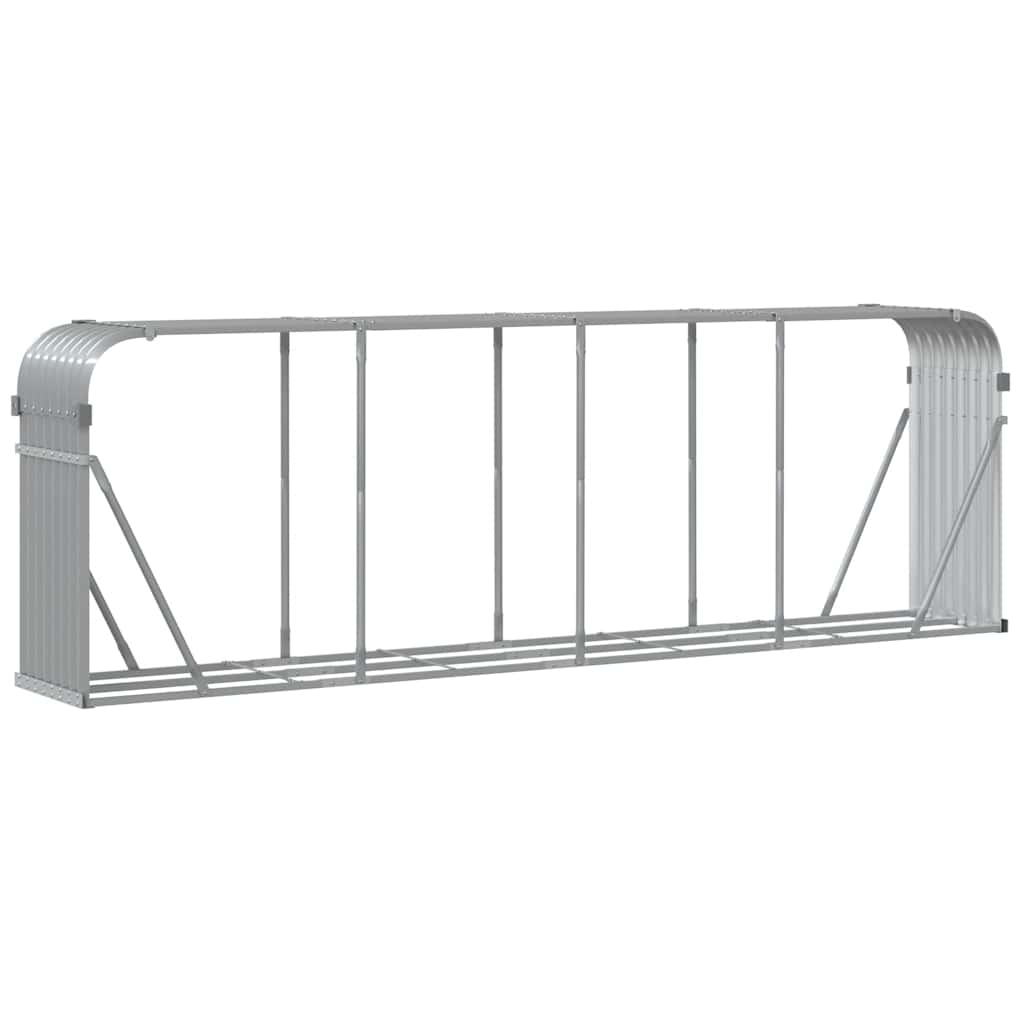 Vidaxl Brennholz Aufbewahrung 300x45x100 cm verzinkter Stahl hellgrau