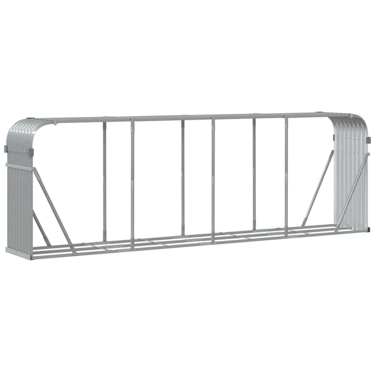 Vidaxl Brennholz Aufbewahrung 300x45x100 cm verzinkter Stahl hellgrau