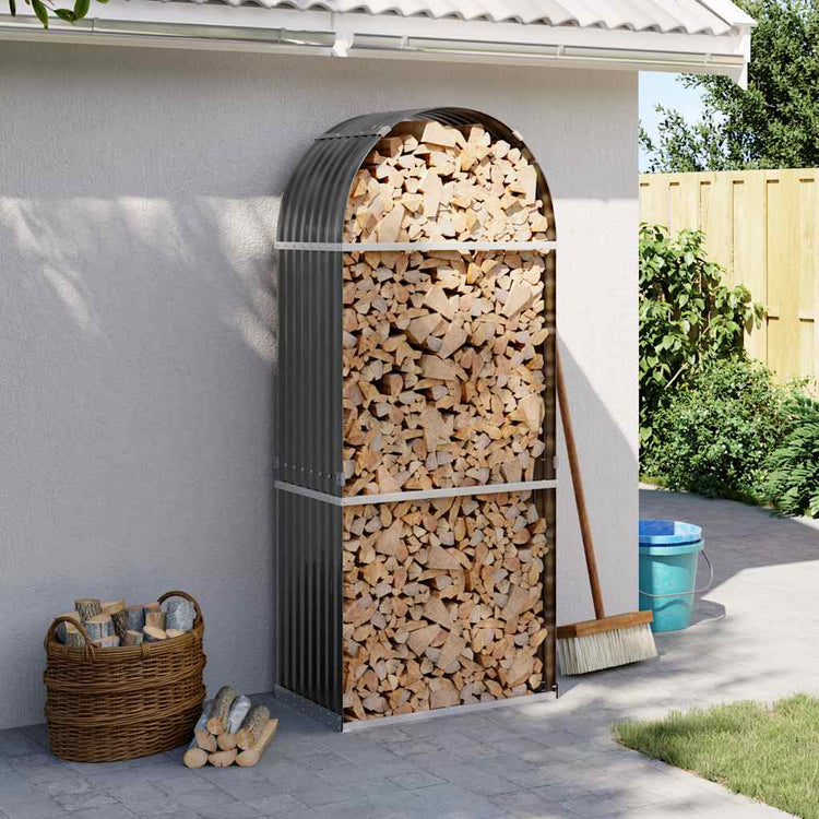 Vidaxl Brennholzlager 80x45x190 cm verzinkter Stahl -Anthrazit
