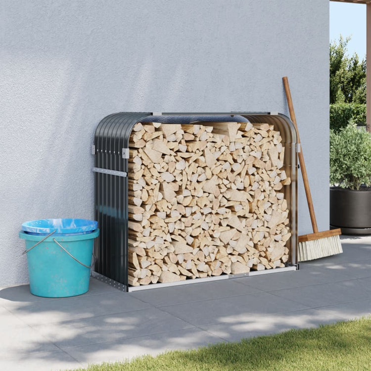 Vidaxl Brennholz Speiche 120x45x100 cm verzinkter Stahl -Anthrazit