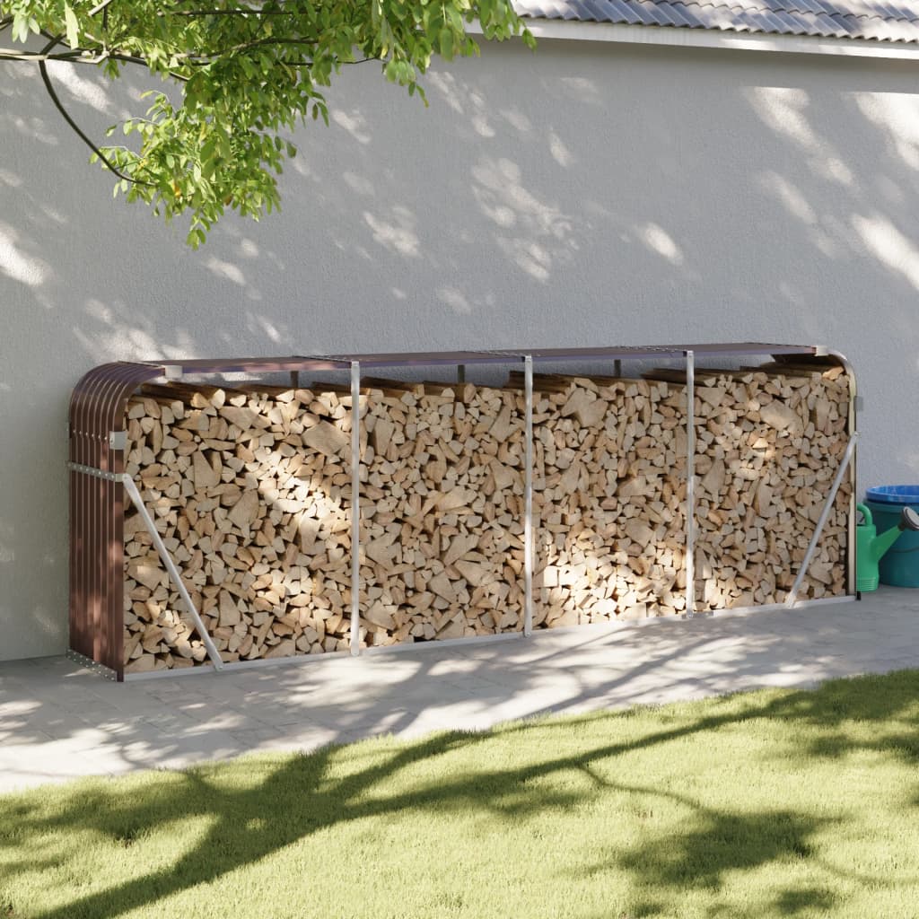 Vidaxl Brennholz Aufbewahrung 300x45x100 cm verzinkter Stahlbraun