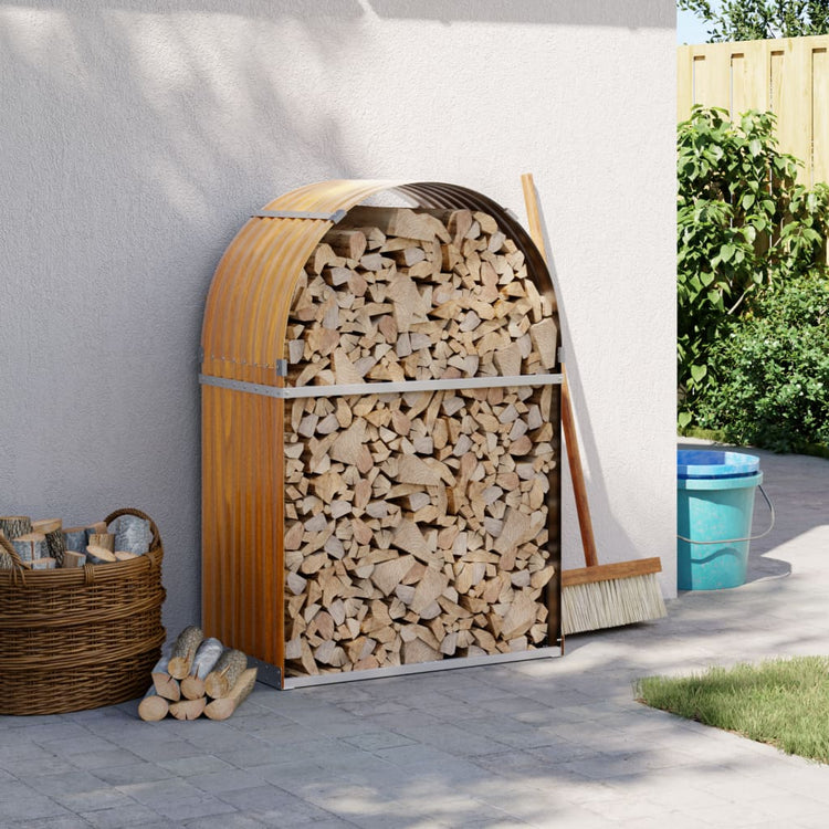 Vidaxl Brennholz Aufbewahrung 80x45x120 cm verzinktes Stahl hellbraun