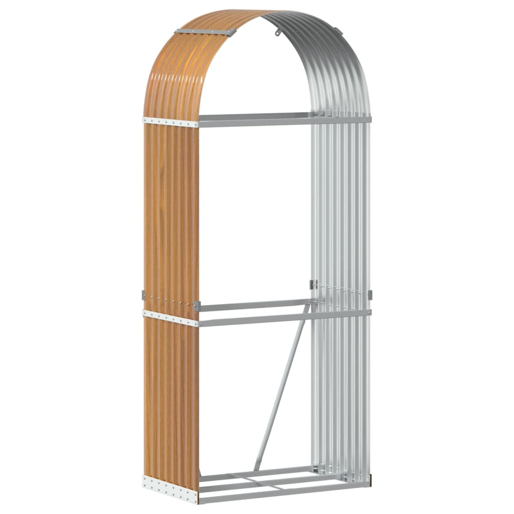 Vidaxl Brennholz Aufbewahrung 80x45x190 cm verzinktes Stahl hellbraun